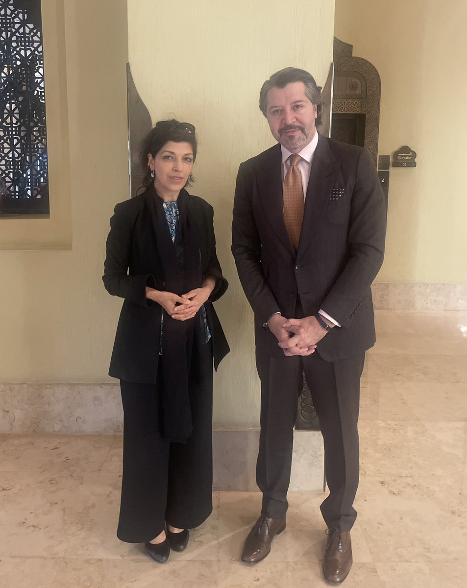 ‘ if you educate a woman, you educate a nation. When girls are educated, their countries become stronger and more prosperous.’ Productive discussion with Rina Amiri @SE_AfghanWGH US Special Envoy for Afghan Women, Girls and Human Rights at Doha.