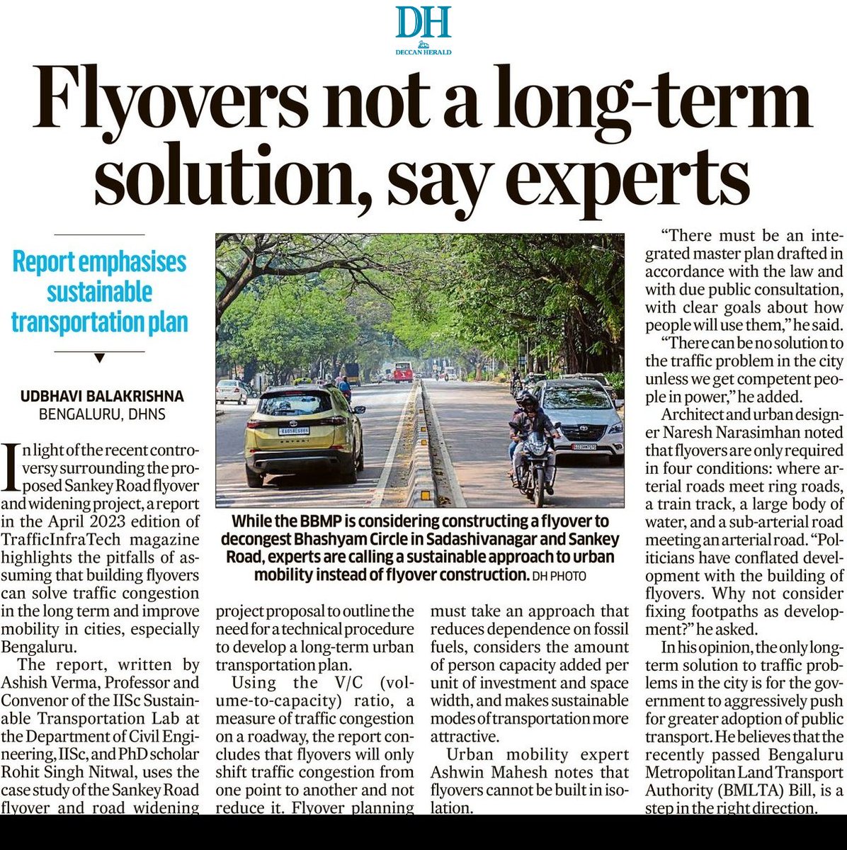 bhavibee's tweet photo. Taking the proposed Sankey road flyover and road widening project as a case study, the report by @iiscbangalore researchers highlights the need for a technical procedure to develop a sustainable long-term urban transportation plan. @ashwinmahesh https://t.co/9P5y8ou97X