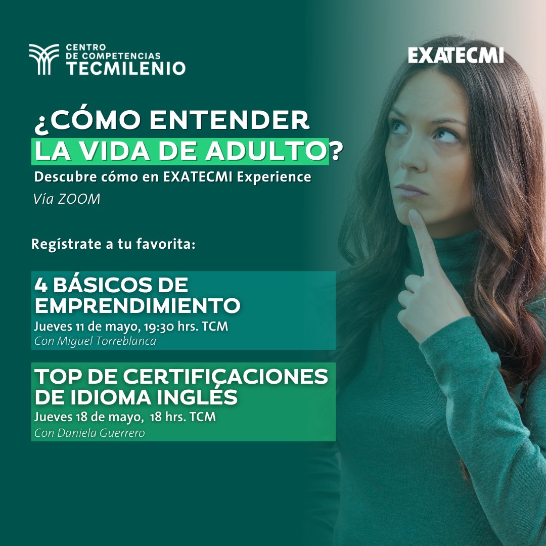 Tecmilenio's tweet photo. ¿Cómo entender la vida de adulto? 🥵
Conoce los básicos para emprender, hablemos del estudio de mercado, benchmarking, redes sociales y marketing para productos/servicios.
👉🏼 Regístrate aquí: https://t.co/eawJ6NPOb8
📍 Sesiones 11 y 18 de mayo - vía ZOOM
¡Te esperamos!
#EXATECMI https://t.co/MLaROkbMAO