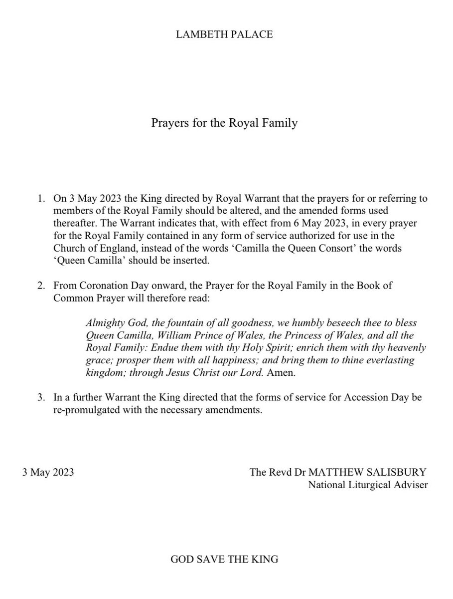 sarah_delore's tweet photo. I love that King Charles has named Prince William and Princess Catherine in his official request for the Prayer for the Royal Family. https://t.co/6iB0iDc1FU