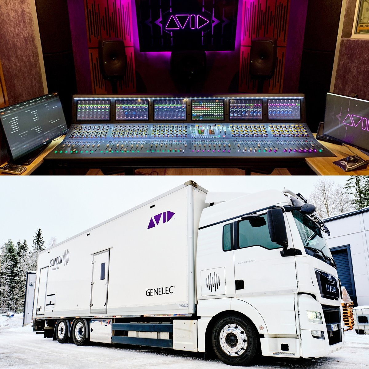 Avid's tweet photo. 😍 The Avid Live Sound truck
📷 https://t.co/aUflkpy97x
▶️ https://t.co/ZvdoMiNIAl
#truck #avidlivesound #avids6l #genelec #broadcastsound #concertrecording #venues6l #avid https://t.co/HSOPynoMTq