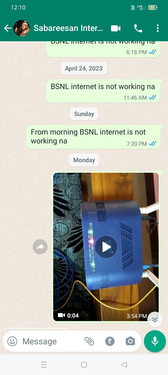 muthuv's tweet photo. I had complaint on last Sunday. Since 5 days no resolution. Even telecom ministry is not active that's why BSNL people are lethargic to work. My customer number 04545-295480 https://t.co/iC98FW2aME