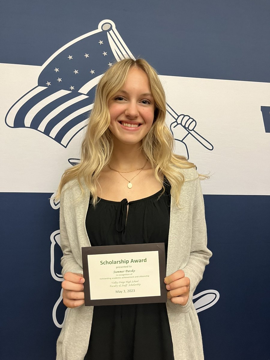 So thankful to have received a scholarship from the faculty &amp; staff at Valley Forge!! Also, congratulations to all the other students who were awarded as well tonight! 💙💙

<a href="/PCSDvalleyforge/">Valley Forge HS</a> <a href="/VFAthletics/">Valley Forge HS</a> <a href="/VFGirlsSoccer/">Valley Forge Girls Soccer</a> <a href="/vfgirlsbball/">Valley Forge Girls Basketball</a> <a href="/hurstwsoc/">Mercyhurst Women’s Soccer</a> <a href="/HurstAthletics/">Mercyhurst Lakers</a> <a href="/ParmaSchools/">Parma City School District</a>