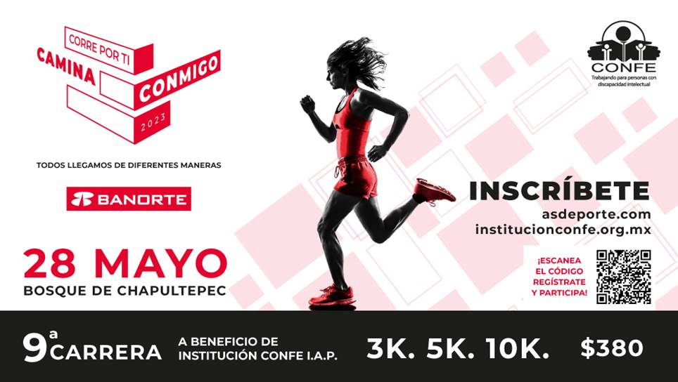 MUSEOMODO's tweet photo. Regístrate en la 9ª edición “Corre por ti, Camina Conmigo”, que @CONFE_ORG organiza el 28 de mayo en la 1ª sección del Bosque de Chapultepec o mejor aún, apoya donando km para que una persona con discapacidad pueda participar en la carrera gracias a ti.

👉https://t.co/zL6mqomczq https://t.co/YMBjwJdz9k