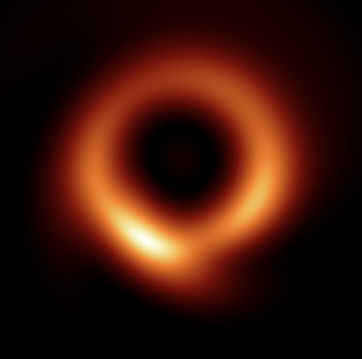 This is the PRIMO reconstruction of EHT observations of the M87 black hole.  The development of PRIMO was led by Lia Medeiros (IAS). I'm 1/4 of the PRIMO team.  Since we released this image there has been some confusion about what we did. #BlackHoleWeek