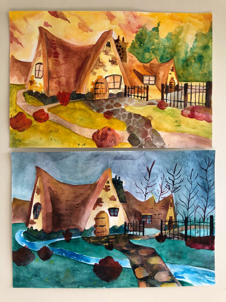 Fable buildings in water colour 

Optimistic and Melancholy