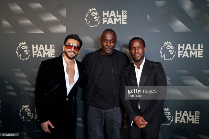 Ranveer Singh with Idris Elba and Michael Ward during Premier League Hall of Fame event ❤️ #PLHallOfFame