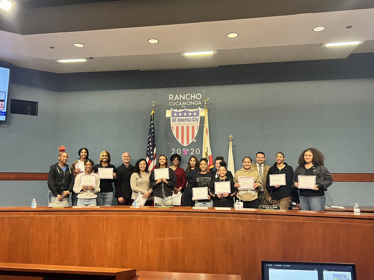 EtiwandaRed's tweet photo. It was great to recognize two CIF and State championship teams tonight at the Rancho Cucamunga city council meeting.  Thank you @CityOfRC for highlighting our student athletes, our coaches and their families.  @EHSAthletics @Coach_Delus https://t.co/BLbEe5sO4D