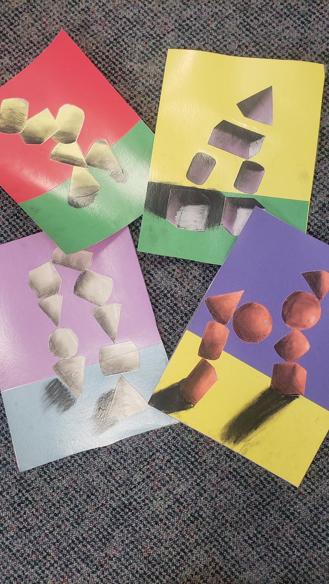 MrsShowers56's tweet photo. Learning about the element of form in Art and Light and Shadows in Science resulted in these masterpieces! @drakeschoolsk #crosscurricular #SKcurriculum https://t.co/FiwzqXqONi