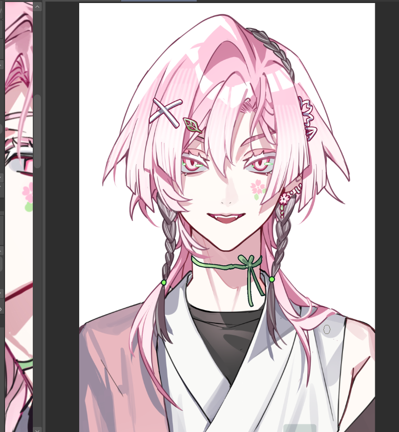 pink hair 1boy male focus pink eyes hair ornament braid looking at viewer  illustration images