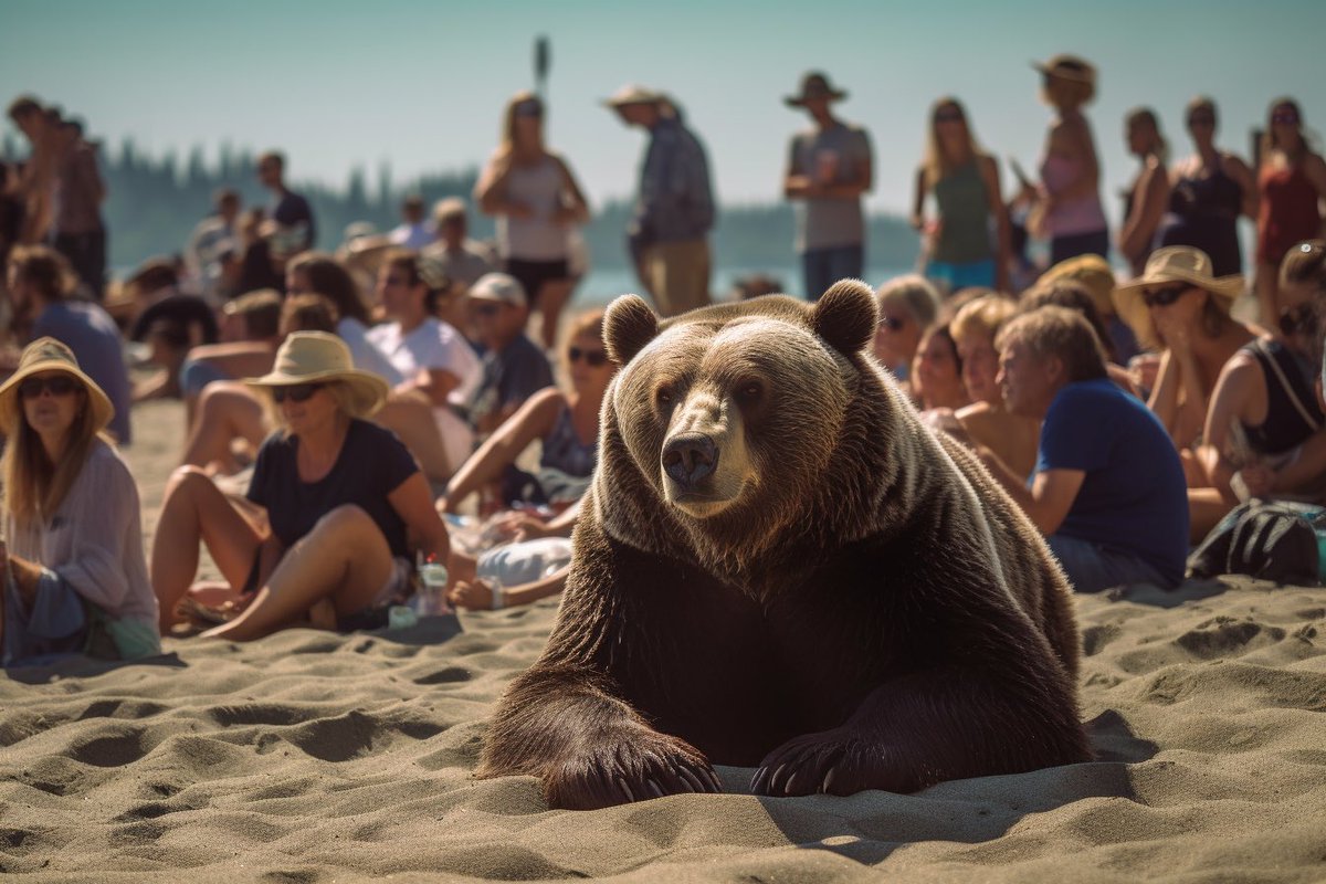 Bear at the beach. 

#midjourney