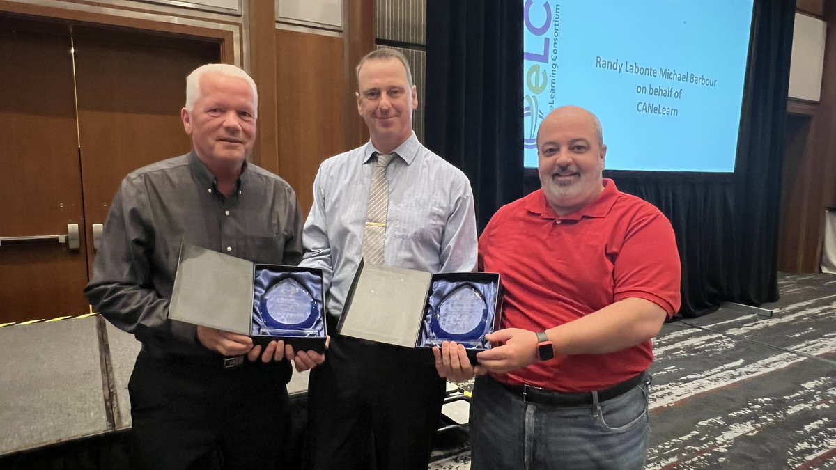 theoelc's tweet image. Congratulations to CANeLearn’s Randy and Michael - winners of the Todd Pottle Award for Excellence in eLearning. #BOLTT2223
