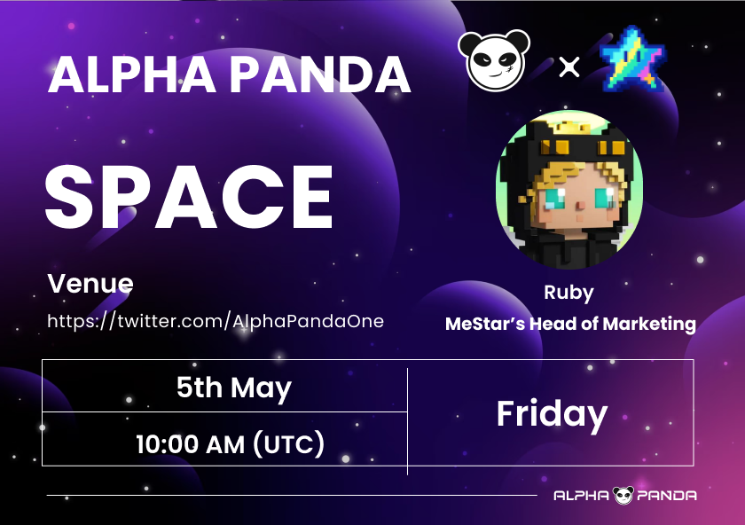 ShillBotxyz's tweet photo. 🎙How NFTs Are Transforming the Gaming Landscape
🗣Our guest, Ruby - @MeStar_Game's Head of Marketing, will share their insights on the impact of NFTs on GameFi and the future of gaming!
🗓5th May, 10:00 AM UTC, 2023
📍@AlphaPandaOne
👇Drop any question below!
#TwitterSpace https://t.co/1gwxWxTKiK