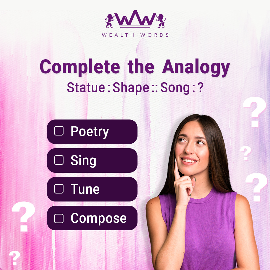 wealth_words's tweet photo. ๐ Analogy Quiz is Here.
Comment Down ๐ the Answer.
Let's see if you can get it right. ๐
#wealthwords #analogy #analogyquiz #analog #words #wordsofwisdom #analogue #society #reasoning #quizzes #quiz #quiztime #quizzing #quizmaster #trivia #quizoftheday #quizcontest #gkquiz https://t.co/CLd4P0GZWR