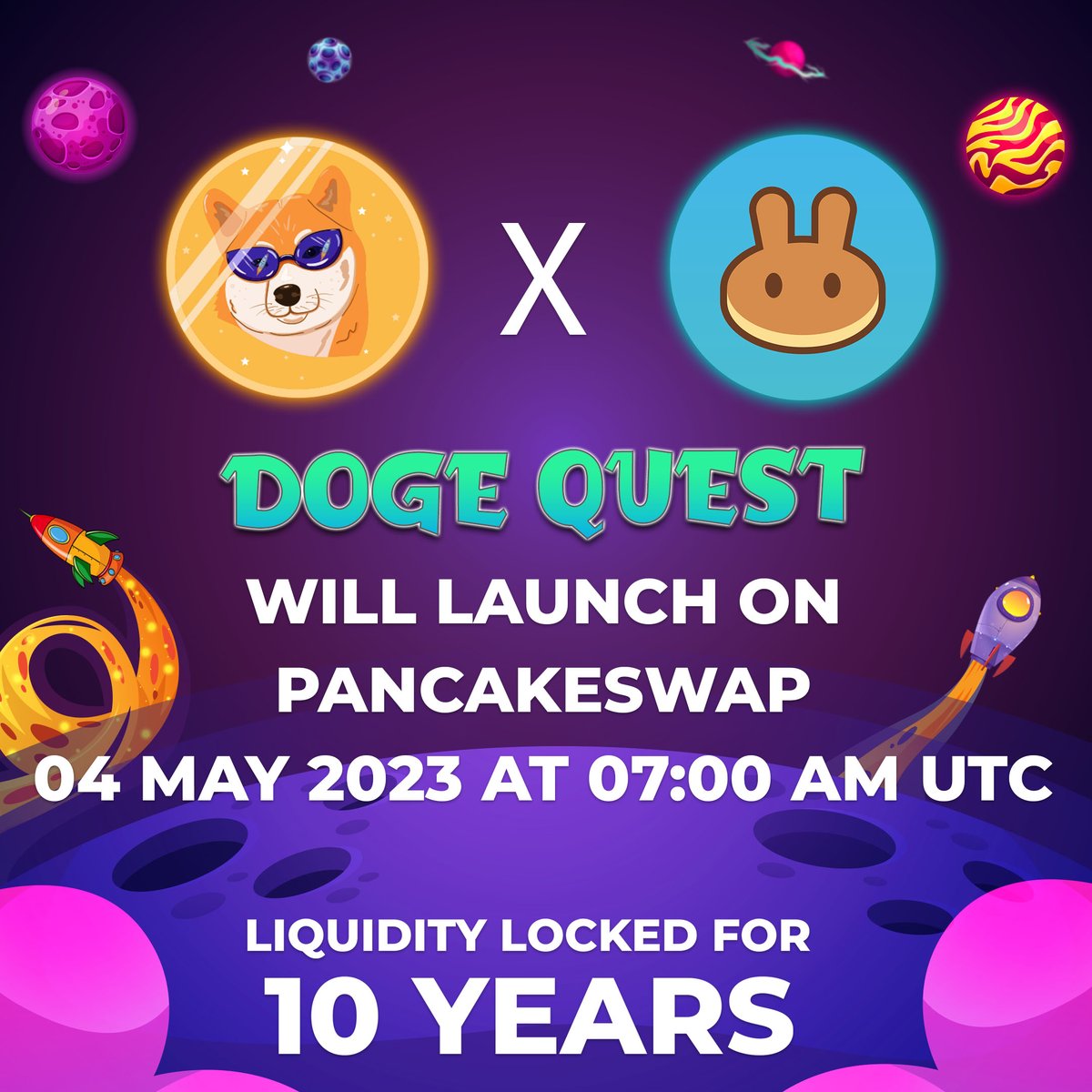 Embark on an epic adventure with #DogeQuest, now available on <a href="/PancakeSwap/">PancakeSwap</a>! Join the quest to the moon and beyond 🚀🌕

#Dogecoin #HIDDENGEM #PancakeSwap #Dogequest #Launch #ToTheMoon
