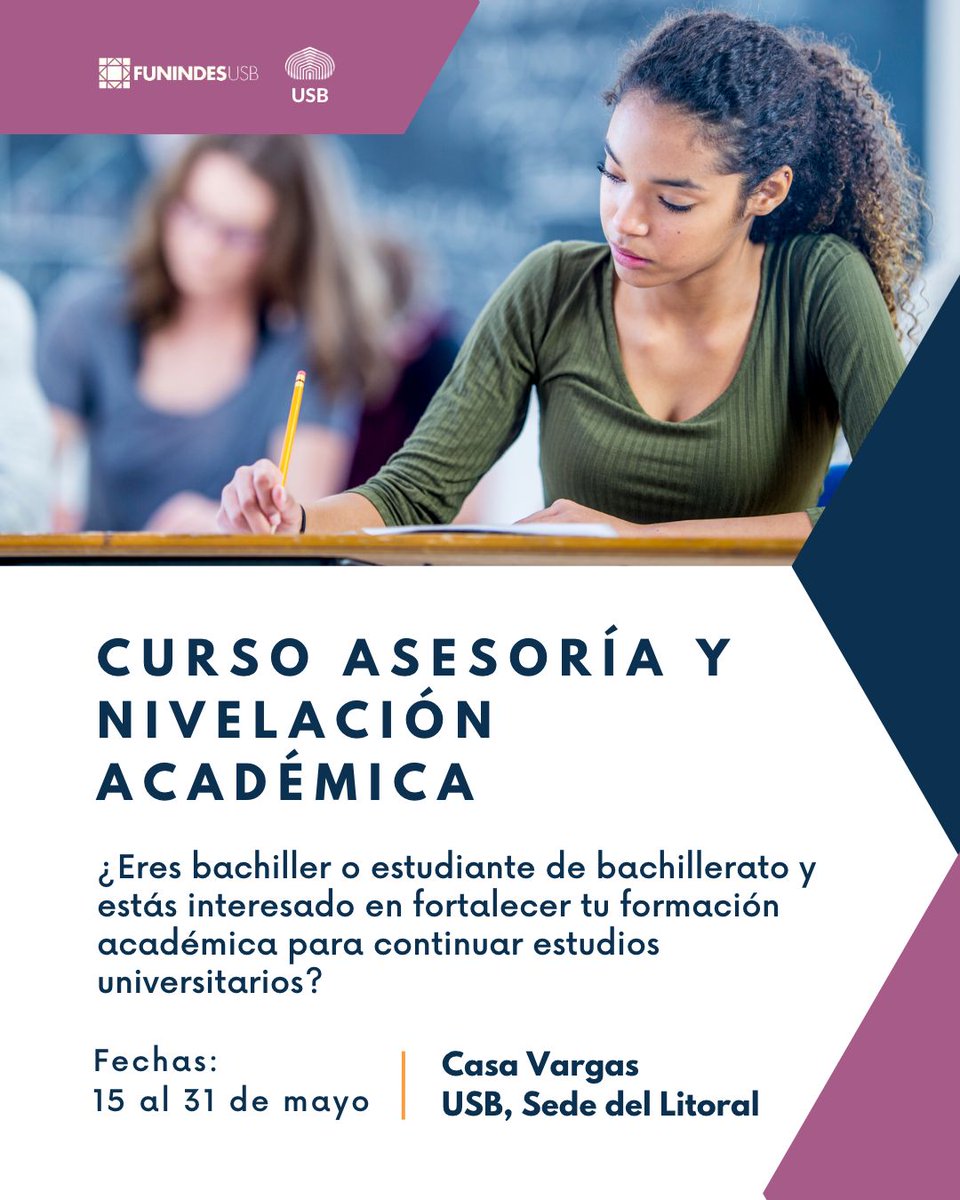 funindesusb's tweet image. Un #curso diseñado para mejorar el rendimiento estudiantil a partir de tres áreas básicas: Matemáticas, Lenguaje e Inglés. Del 15 al 31 de mayo. Lugar: Casa Vargas, USB, Sede de Litoral.