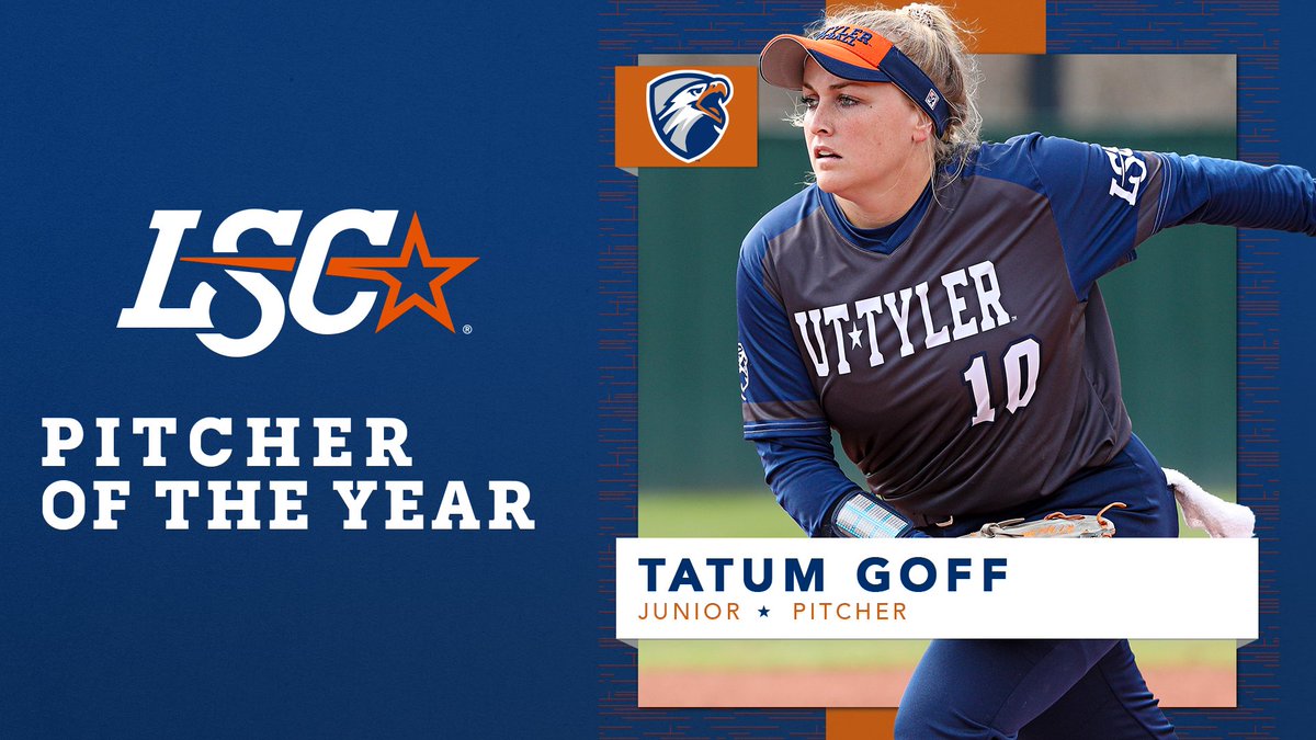 LoneStarConf's tweet image. UT Tyler's Tatum Goff is the LSC Softball Pitcher of the Year. 🥎🏅

🔗 bit.ly/40YfvLq

#LSCsoft