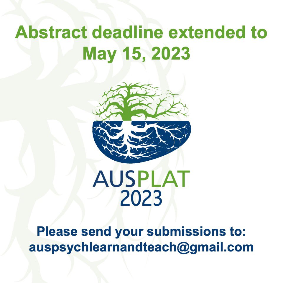 ausplat's tweet photo. Quick reminder that weβve extended the deadline for #AusPLaT #conference submissions!
Visit https://t.co/cNxJ3WSHc8 for further details!
#psychology #learning #teaching #hobart #tasmania https://t.co/L4C8TnyRR3