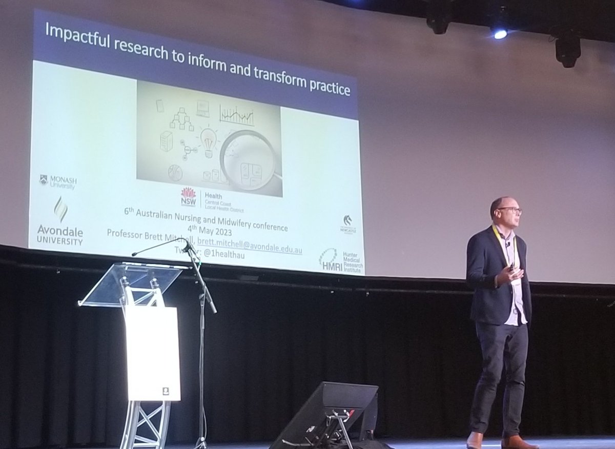 An absolute research legend <a href="/1healthau/">Brett Mitchell</a> is delivering a keynote presentation <a href="/NAMCONFERENCE/">#ANMC23 Nursing & Midwifery Conference</a> 
#ANMC23 sharing his learnings and reflections on impactful research to transform practice
@Avondale_uni