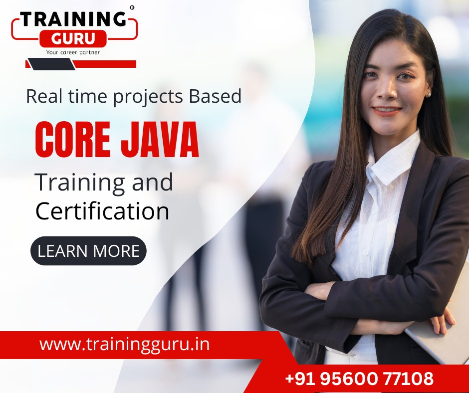 TrainingGuru18's tweet image. Jumpstart your IT career with our Core Java Training Course! Gain expertise in the fundamentals of Java programming . Enroll now with Training Guru.
#corejavatraining #corejavatraininginnoida #javatrainingcenter #corejavatrainingcourse #javatraining #traininggurunoida
