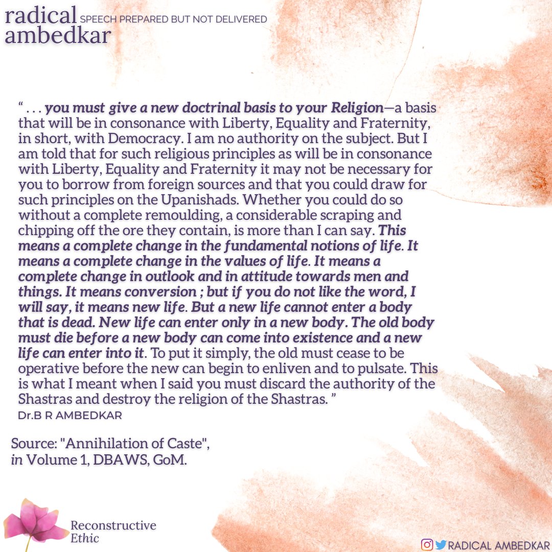 radicalambedkar's tweet photo. #Religion
#Democracy
#Liberty
#Equality
#Fraternity
#Shastras
#AnnihilationOfCaste
#CasteSystem
#JatPatTodakMandal
#Lahore
#Speech
#ReconstructiveEthic
#Morality
#Ambedkar
#Buddha
#RadicalAmbedkar https://t.co/IVrCNa8jH9