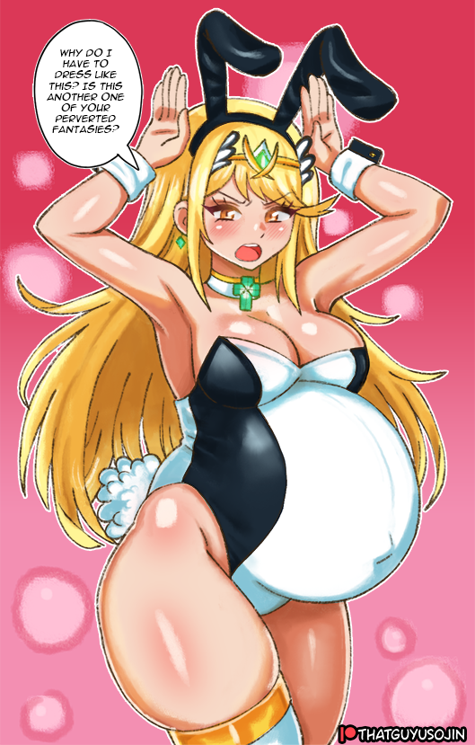 thatguyusojin's tweet photo. Mythra was the runner up for the 1st poll of April. Bunny girl theme. https://t.co/VeZkEnAwgY