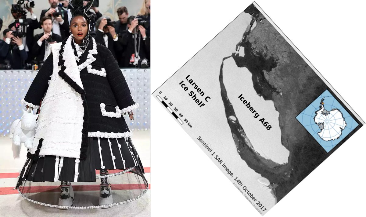 Inspired by <a href="/celestelabedz/">Celeste Labedz</a>'s seismo-#MetGala, I present Karl Lagerfeld's line of cryosphere: Janelle Monáe as the breaking of Larsen-C ice shelf.