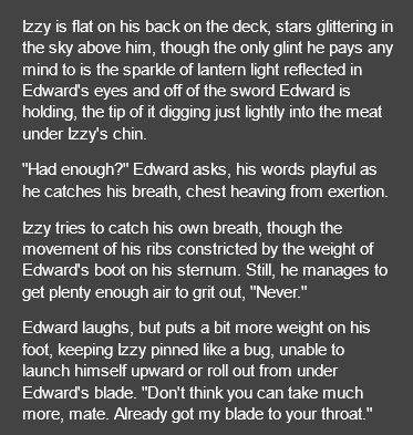 bbslezearring's tweet photo. It's still #StepOnIzzy Day for me! Have some Ed/Izzy being intense after sparring. https://t.co/PyeK21eFiN
