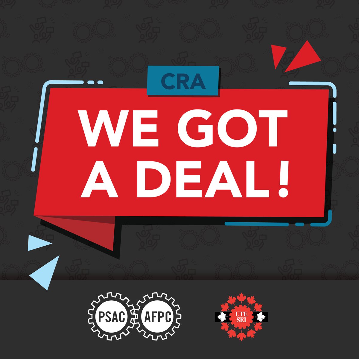 After more than a year of bargaining, leading to one of the largest strikes in Canadian history, PSAC-UTE has reached a tentative agreement for the more than 35,000 Canada Revenue Agency workers who deliver critical services to Canadians. Read more: workerscantwait.ca/deal-cra (1/2)
