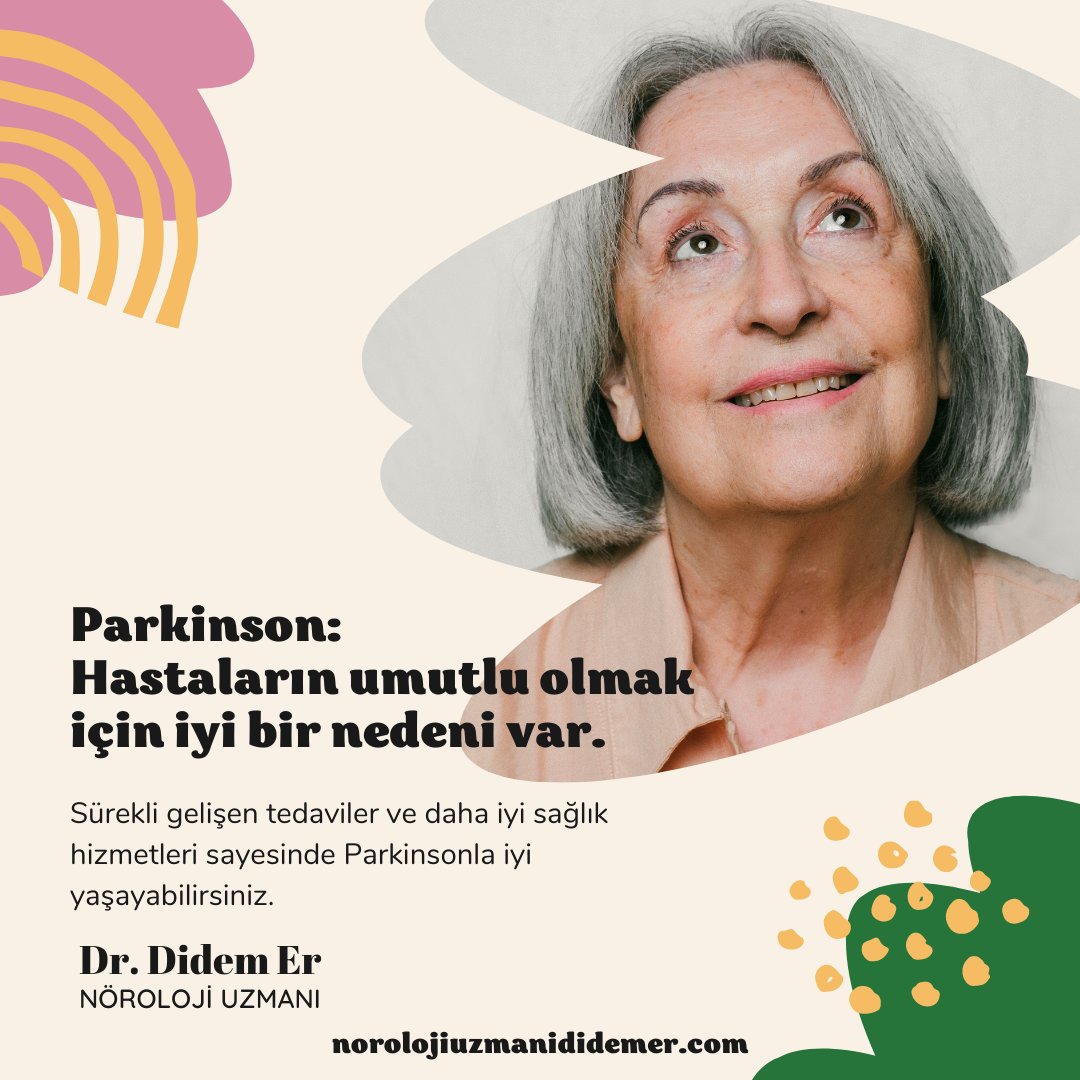 Parkinson hastalarının umutlu olmak için iyi bir neden var. Sürekli gelişen tedaviler ve daha iyi sağlık hizmetleri sayesinde Parkinsonla iyi yaşabilirsiniz! #parkinson #drdidemer #sağlik