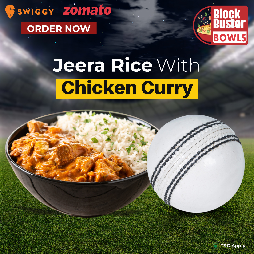 BlockBuster_Bol's tweet photo. Jeera Rice With Chicken Curry + Watching your favorite team’s match is the perfect way to end your day🧡
Order now on @BlockBusterBowls, Swiggy, and Zomato. 
#ipl #ipl2023 #cricket #foodie #foodstagram #blockbusterbowl #trending #trend #trends #trendingreels #tasty #trendingnow https://t.co/GuTY3iMm2i