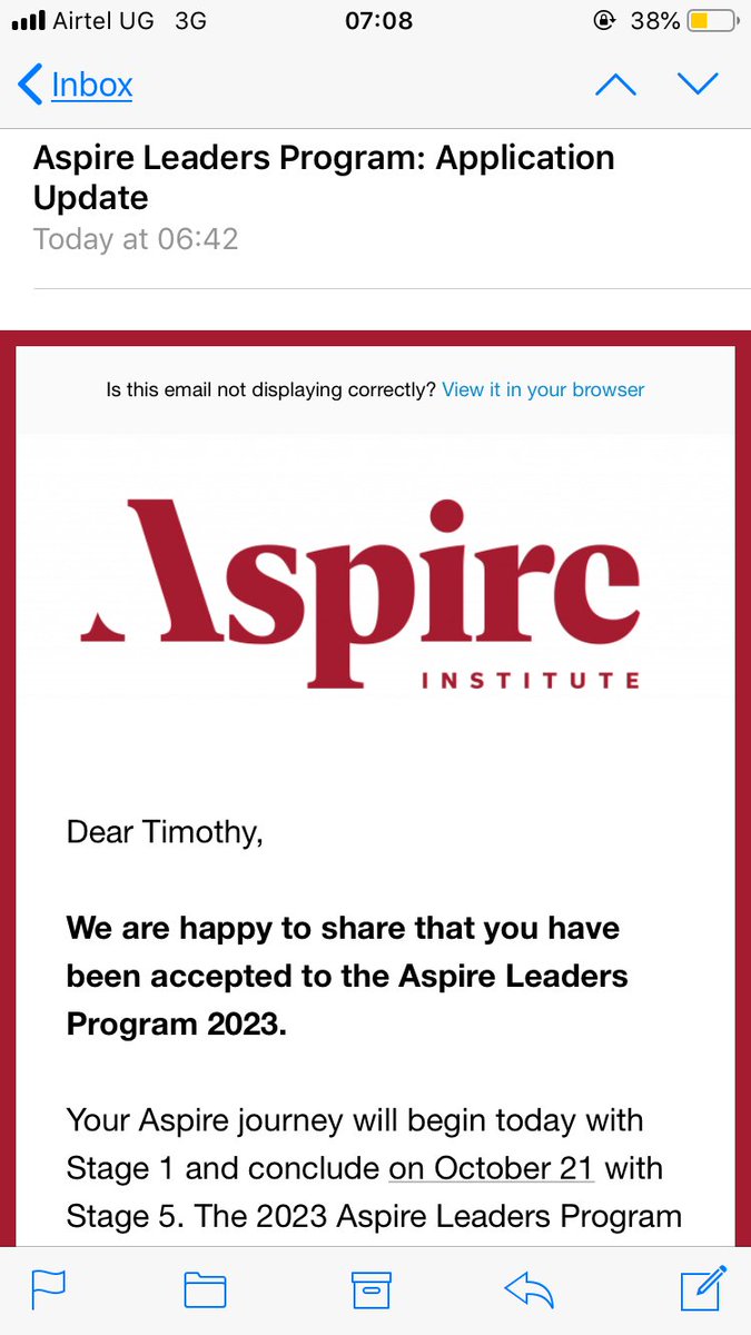 I woke up to an acceptance email 🥳🥳
It’s a great privilege to be accessing fully funded @Harvard course materials that includes leadership, academic & professional development courses.
Grateful to #AspireInstitute for the opportunity.
Let’s do this 💪