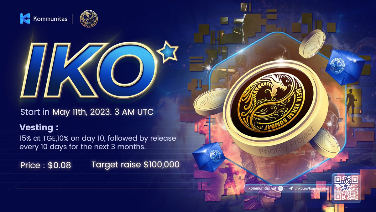 🥳 Kommunitas is pumped to hold our Priority #IKO with <a href="/MetaVerseKombat/">Metaverse Kombat</a> 

🐍 Metaverse Kombat is an immersive 3d fighting #game created for nostalgic #gaming experience boosted with #metaverse themes and linked to the #Binance blockchain. Read more: link.medium.com/EERTUN57vzb

➡️