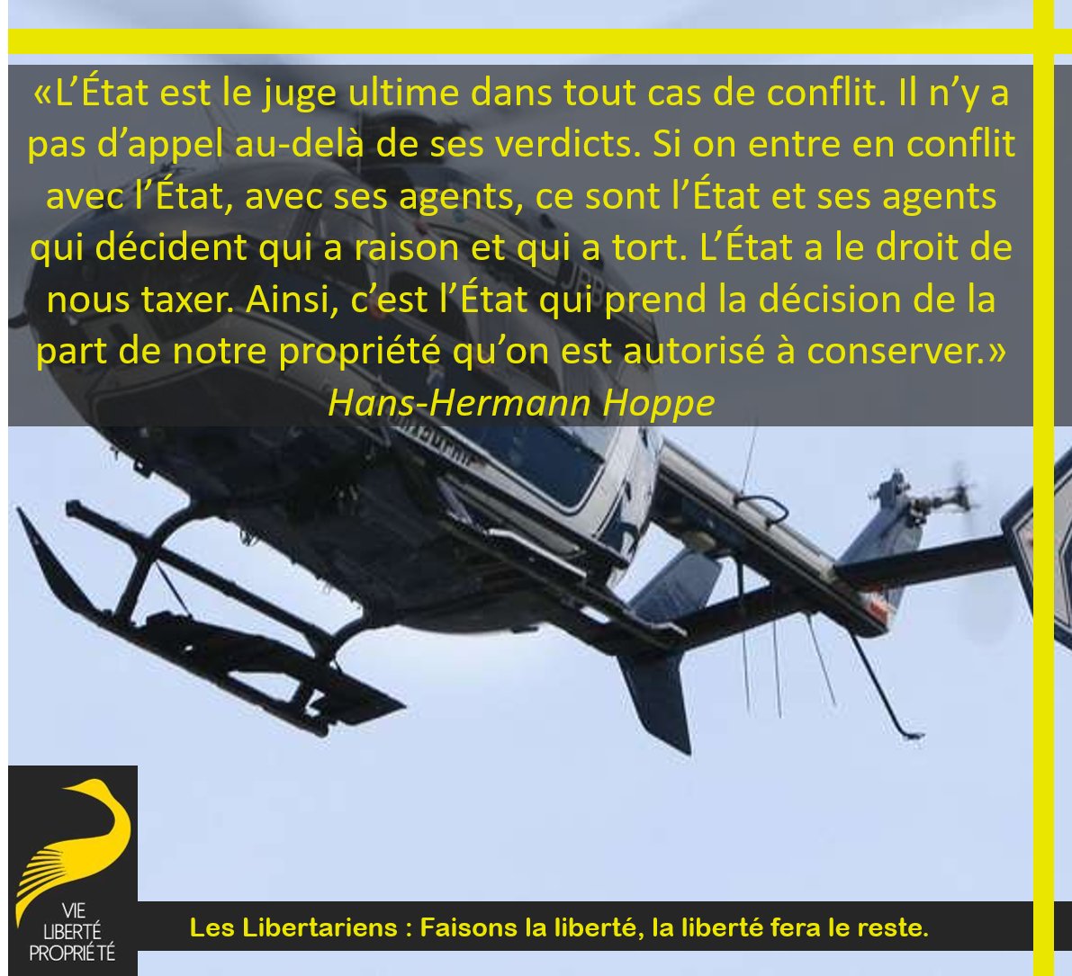 StephaneGeyres's tweet image. L’État est le juge ultime dans tout cas de conflit. Il n’y a pas d’appel au-delà de ses verdicts.
#Arbitraire #Administration #Coercition #Léviathan #Parasites #BigGovernment #HHH #HansHermannHoppe Libertarien #Libéralie