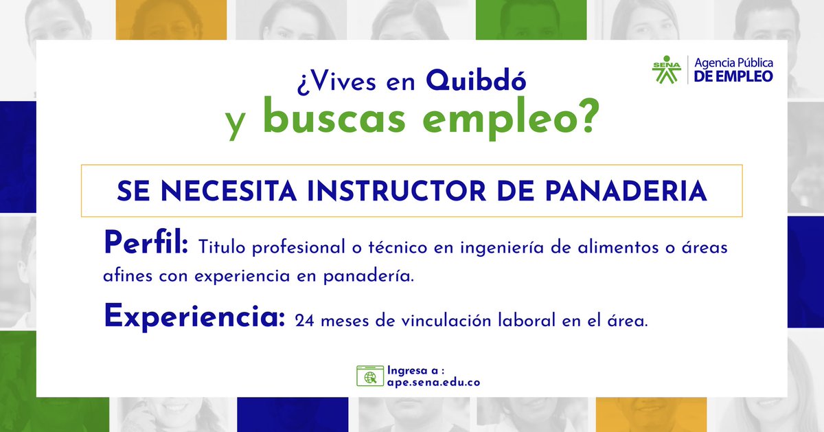 SENAenChoco's tweet photo. 🚨 El SENA Regional Chocó está en la búsqueda de instructores en el área de cocina y belleza, si cumple con alguno de estos perfiles, postúlate a través de nuestra página web 👩🏽‍💻 https://t.co/YoMqL6g5wp 👩🏽‍🍳💁🏽‍♀️💅🏽

#SENAEsEmpleo https://t.co/kKEPD5wkOr