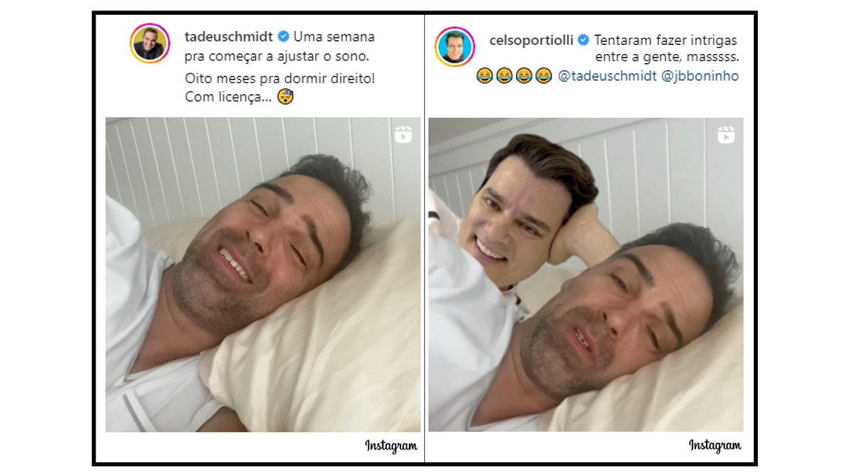 #BBB24

“DUPLA DE MILHÕES”

Tadeu Schmidt postou vídeo garantindo que continua a frente do reality BBB.
Celso Portiolli, usou o vídeo com bom humor para desfazer boatos:

- Tentaram fazer intrigas entre a gente, masssss…

instagram.com/p/Crx5N1UgauB/

instagram.com/p/CryEBW-AsS4/