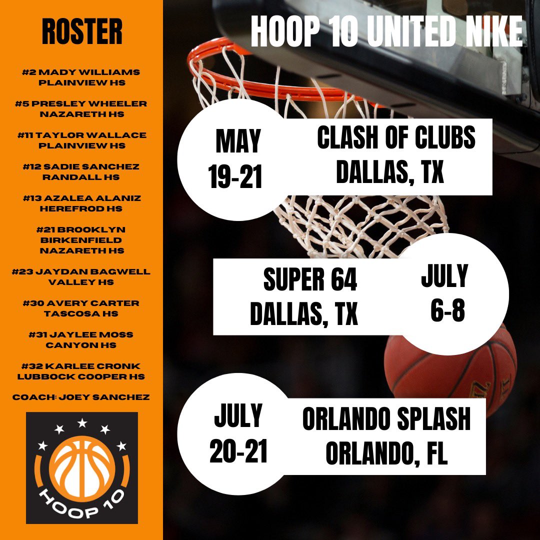 Catch our 17U Nike team in action!! Hoop 10 United!!