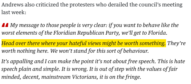 Dan Andrews's message to the extremists derailing drag queen events in Melbourne: move to Florida.