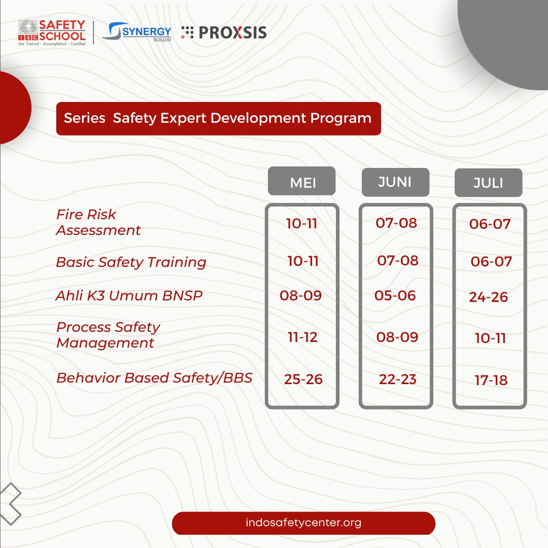ISCSAFETYCENTER's tweet photo. Wajib Save!! 📅Agenda Pelatihan Sertifikasi BNSP dan Non-BNSP bidang Safety Bulan April dan Free Voucher Belanja Rp3.000.00 ‼️

Ikuti trainingnya sekarang juga dengan klik https://t.co/YAAvyR6fve

#BNSP #sertifikasiBNSP #trainingBNSP #trainingQHSE #pelatihanQHSE #trainingsafety https://t.co/g1g9JkFGtW