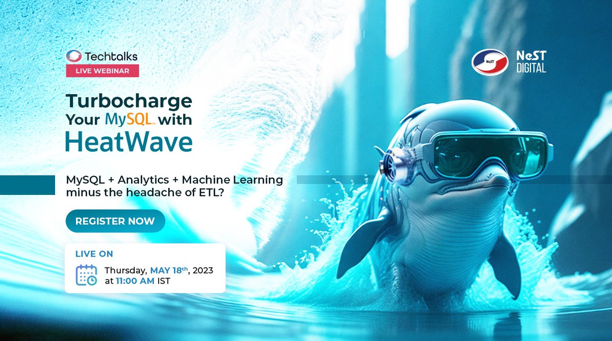 NeSTdgtl's tweet photo. Join us for an exciting webinar on May 18th at 11 AM IST and discover how to turbocharge your MySQL database with HeatWave.
Don't miss out on this chance to enhance your database performance!
Register now https://t.co/7bWMUe53TB
Learn more https://t.co/yb1VEAl0kl https://t.co/8ttjP28ACG