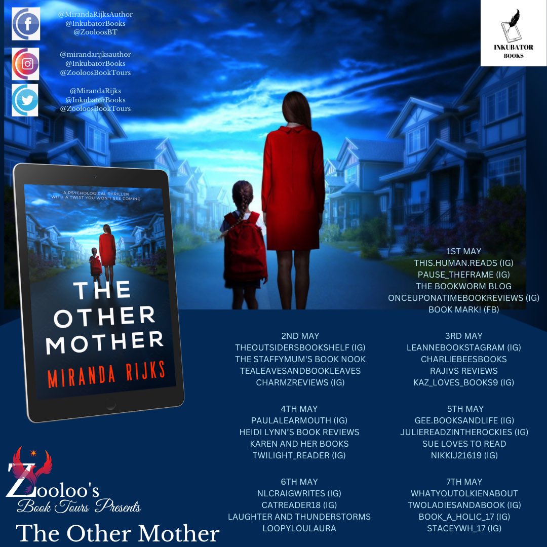 Today is my #Blogtour stop on @ZooloosBT for @MirandaRijks lasted #MustRead #PsychologicalThriller #TheOtherMother published by @inkubatorbooks to find out why this is a #BookWorthReading check out my review at heidilynnsbookreviews.blogspot.com/2023/05/blogto…