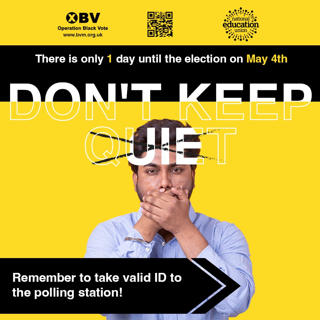 OpBlackVote's tweet photo. Don’t lose your vote!

The government’s new law requires voters to produce valid photographic ID at the polling station

This could have an impact on voter turnout

Make your voice heard at the ballot box and take your ID!

#blackvotesmatter #obv #localelections23 https://t.co/4uuw6HKpt3