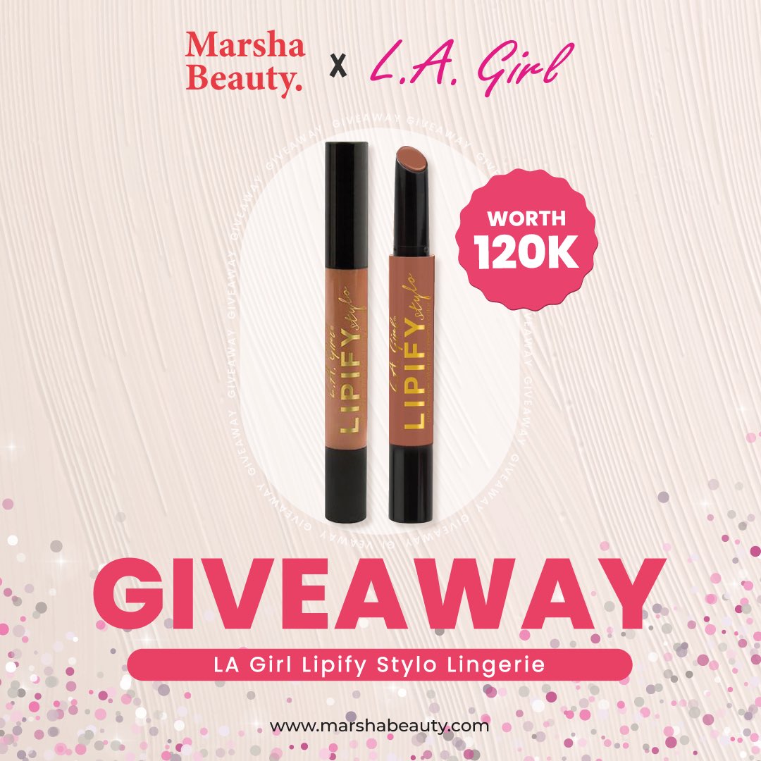 marshabeautyid's tweet photo. GIVEAWAY LA GIRL X MARSHA BEAUTY

Your perfect base for ombre lips💄

1. Follow @marshabeautyid
2. ❤️ &amp; RT
3. Komen done

Pengumuman tgl 11 Mei. Goodluck!😍

#zonauang #zonajajan #giveaway #MarshaGiveaway https://t.co/s4FKuMNfrP
