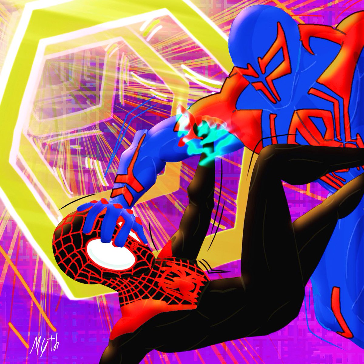 BloxMyth's tweet photo. Quick post 😳 just got done with this masterpiece‼️🕷🕸

Spider-Man(Miles) VS Spider-man 2099
wonder what bro did 💀
#Marvel #Spiderman #AcrossTheSpiderVerse 

Pst, want a drawing done? I draw for free.🤙 https://t.co/zacgOd5zNL