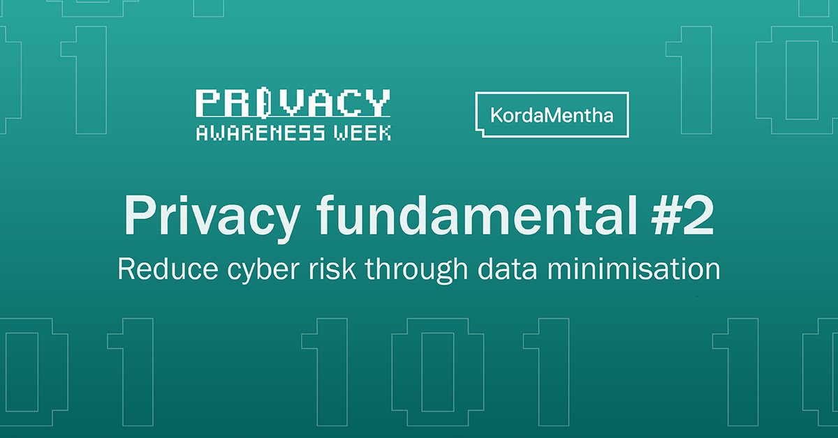 KordaMentha's tweet image. Data is a double-edged sword – a competitive advantage and a major business risk. Organisations can employ techniques across people, process and technology to minimise data holdings, improve efficiencies and reduce cyber risk.
#PrivacyAwarenessWeek #PAW2023 #dataminimisation