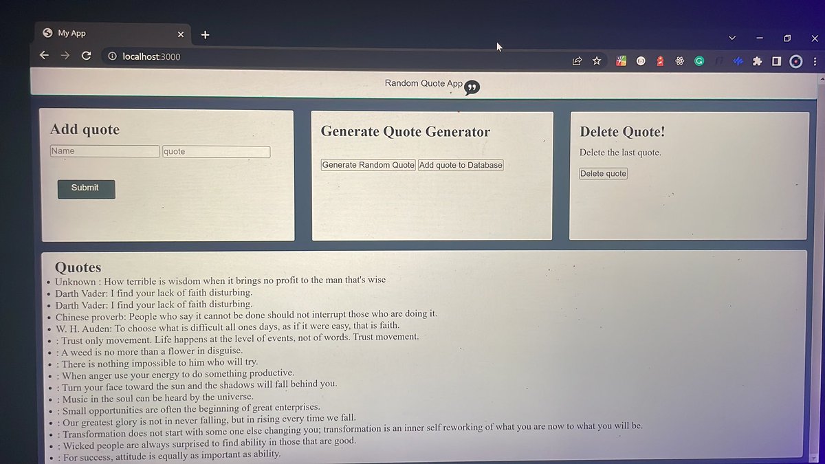 shiro_sensei's tweet image. Day 1 of  #10daywebbuild

This is a quote generator that fetches data with using an api #100Devs