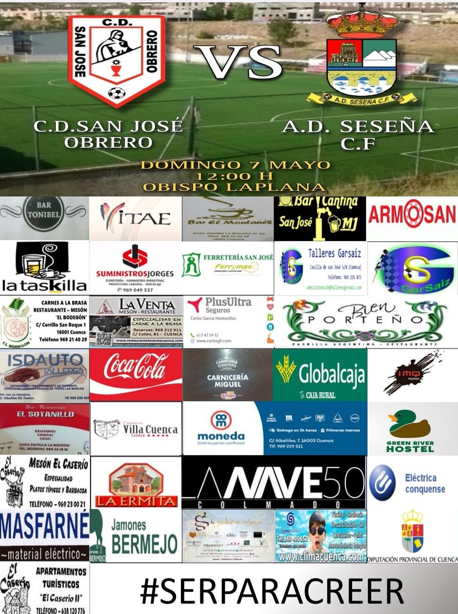 ⚽💥 BUENOS DIAS ROJILLOS🔴⚫ ESTE FINDE HAY FÚTBOL EN LAS 500 🏡🏟️ NECESITAMOS VUESTRO ALIENTO 💥🙌 NECESITAMOS TRES PUNTOS MÁS 🔴⚫🫶

📅 7 de mayo
🕒 12:00 horas
🏟️ Obispo Laplana 
💥 <a href="/adsesenacf/">A D SESEÑA CF</a>

#vamosrojillos #serparacreer 🔴⚫