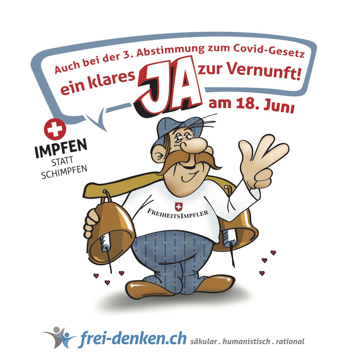 Die von <a href="/frei_denken/">Freidenkende CH</a> meinten, ich müsse nochmal ran. Also Leute, stimmt Ja am 18. Juni. Danke. #covidgesetzja

frei-denken.ch/news/2023-05-0…