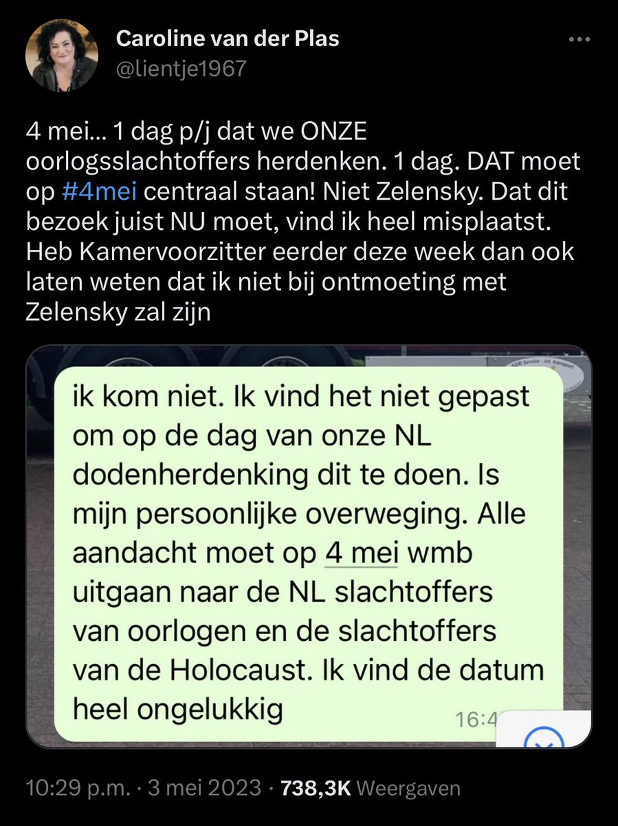 ★ MCMLXXVIII (@smnvndk) on Twitter photo Zo te lezen kent Caroline van der Plas (<a href="/lientje1967/">Caroline van der Plas</a>) de tekst van het memorandum van de Nationale Dodenherdenking niet, want anders had deze ‘volksvertegenwoordiger’ haar tweet niet geschreven.
—
𝗠𝗘𝗠𝗢𝗥𝗔𝗡𝗗𝗨𝗠
Tijdens de Nationale Herdenking 𝗵𝗲𝗿𝗱𝗲𝗻𝗸𝗲𝗻 𝘄𝗶𝗷 Zo te lezen kent Caroline van der Plas (<a href="/lientje1967/">Caroline van der Plas</a>) de tekst van het memorandum van de Nationale Dodenherdenking niet, want anders had deze ‘volksvertegenwoordiger’ haar tweet niet geschreven.
—
𝗠𝗘𝗠𝗢𝗥𝗔𝗡𝗗𝗨𝗠
Tijdens de Nationale Herdenking 𝗵𝗲𝗿𝗱𝗲𝗻𝗸𝗲𝗻 𝘄𝗶𝗷