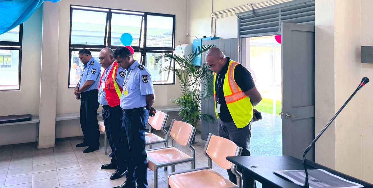 NadiAirport's tweet photo. Fiji Airports’ Rescue &amp; Fire Fighters #ARFFS observed a minute’s silence in #Nadi #Nausori #Labasa #Savusavu #Taveuni &amp; #Rotuma in remembrance of fellow firefighters who died in the line of duty as they celebrate #FireFighters Day! #WeRememberThem 
✈️🔥🚒 https://t.co/J1PrDlLall